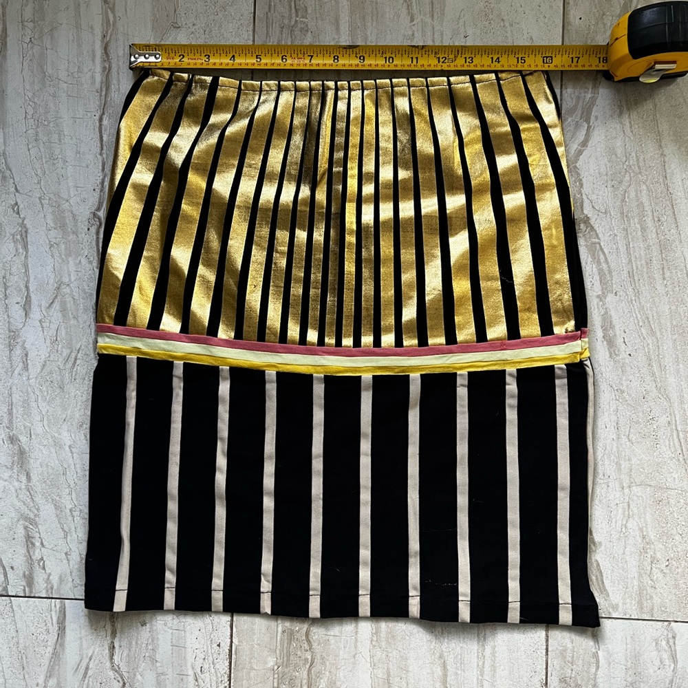 Custo Barcelona Nai Sun Fx Gold and Black Striped Pencil Skirt - Picture 2 of 4